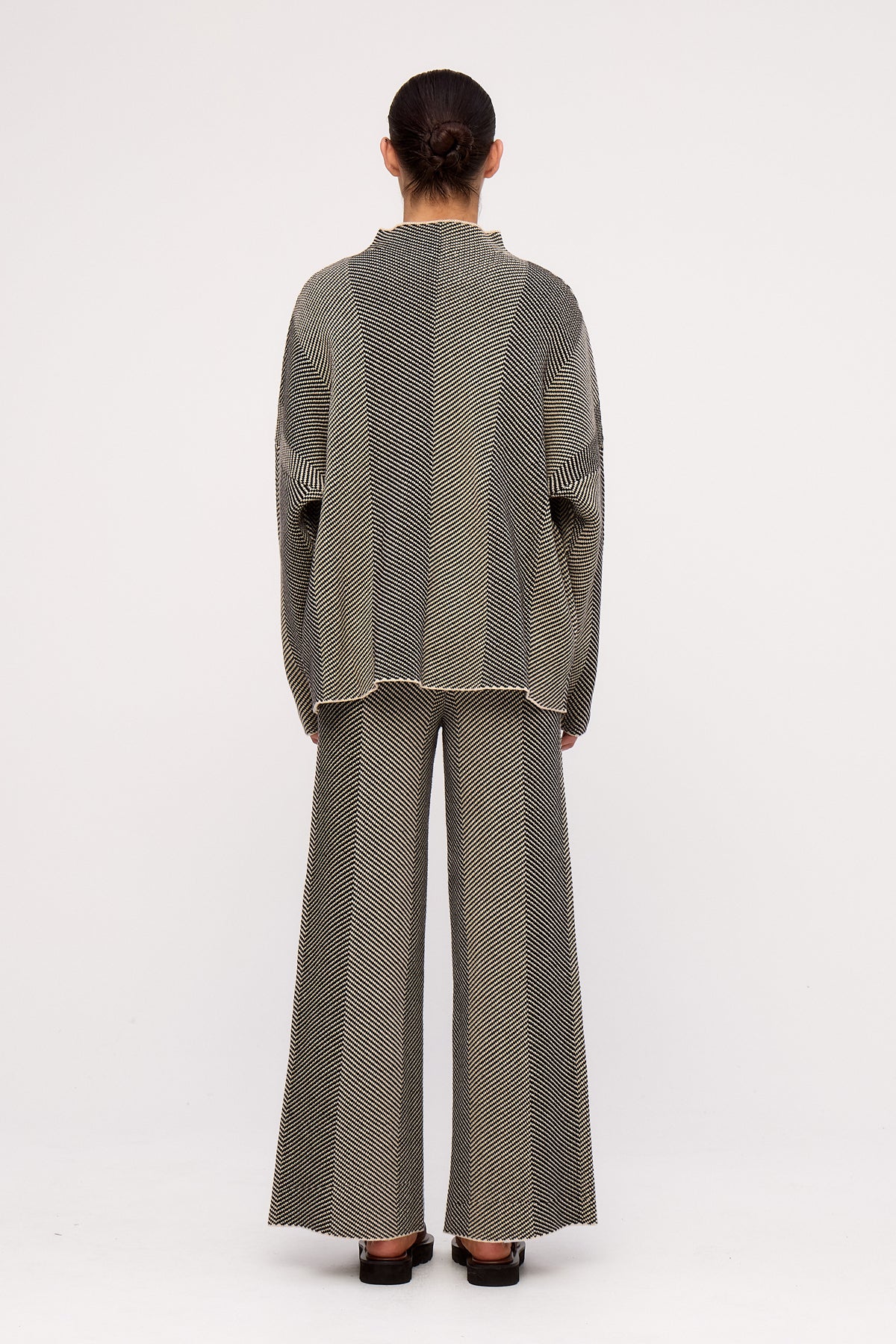 Black Herringbone Knit Jumper