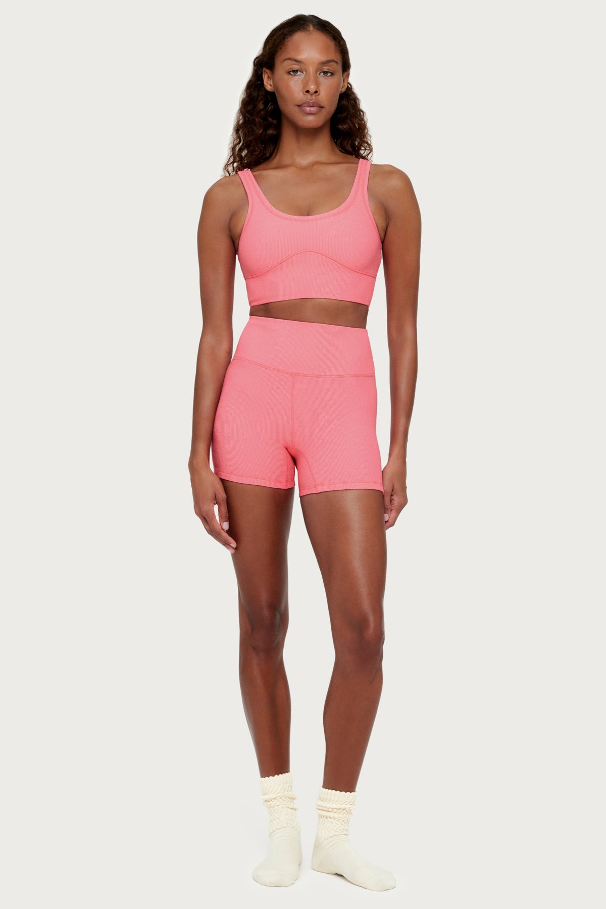 Waffle Crop Top - Pink