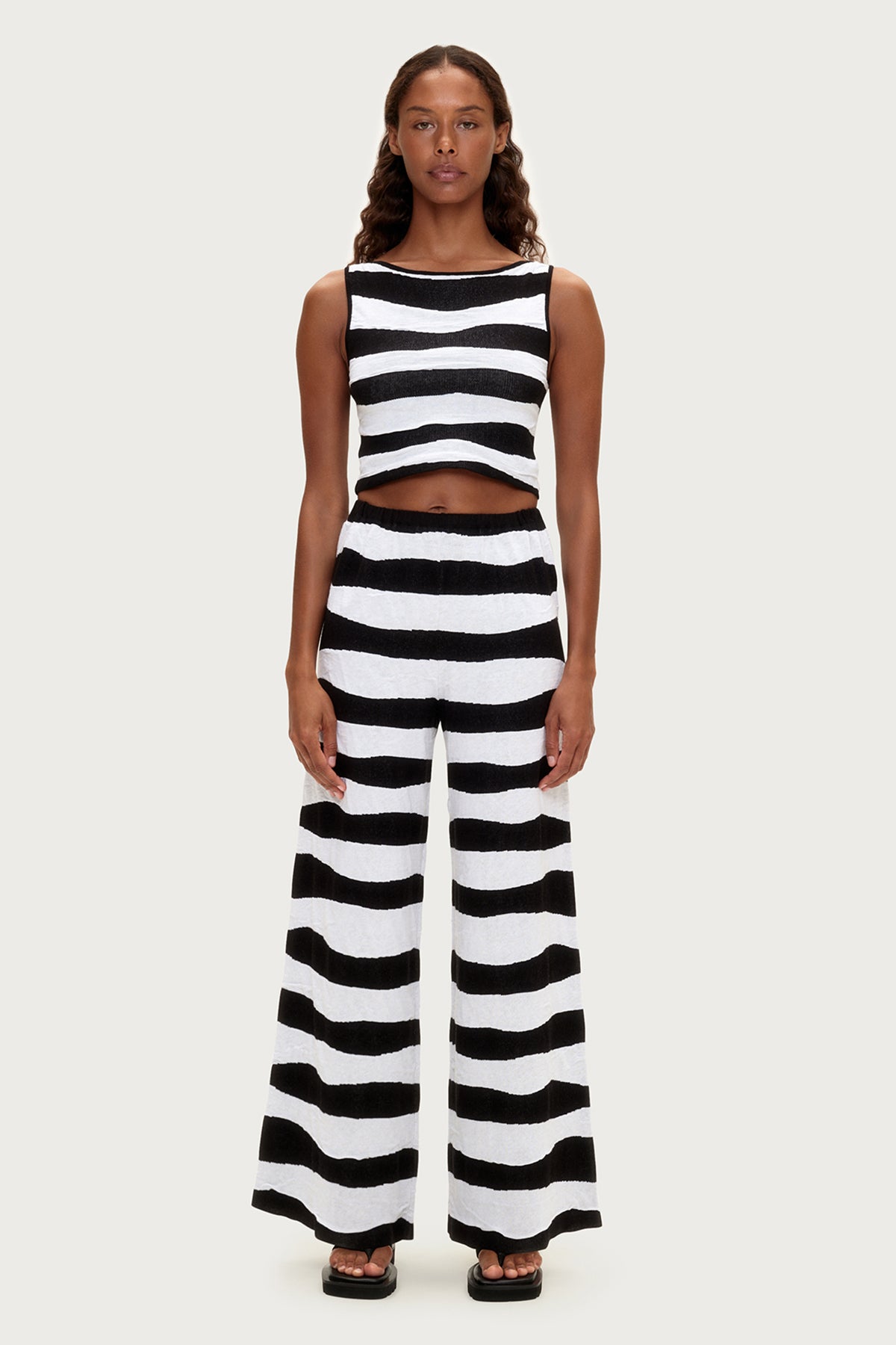 Textured Knit Pant - Black Stripe