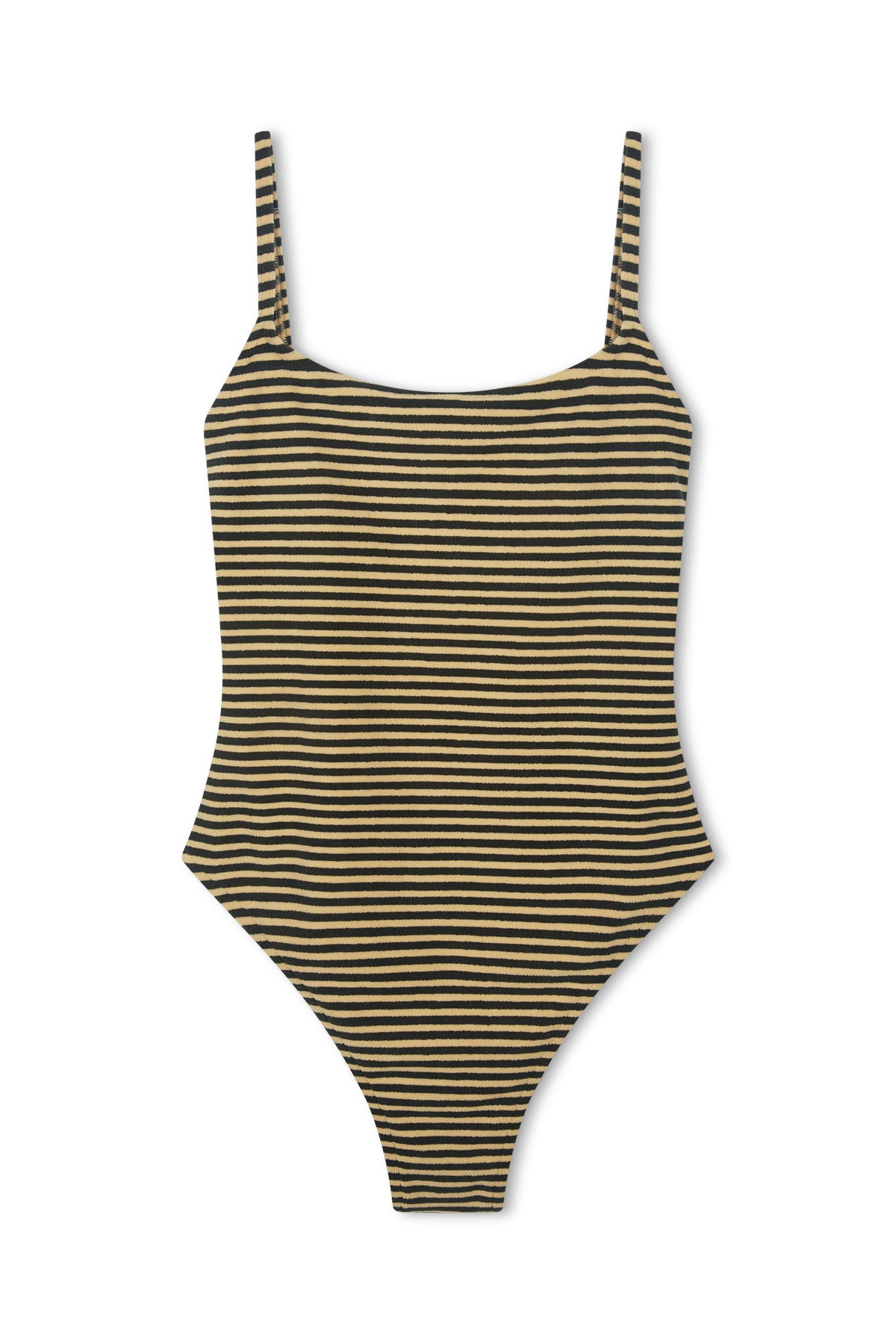 Towelling Simple One Piece - Black Stripe