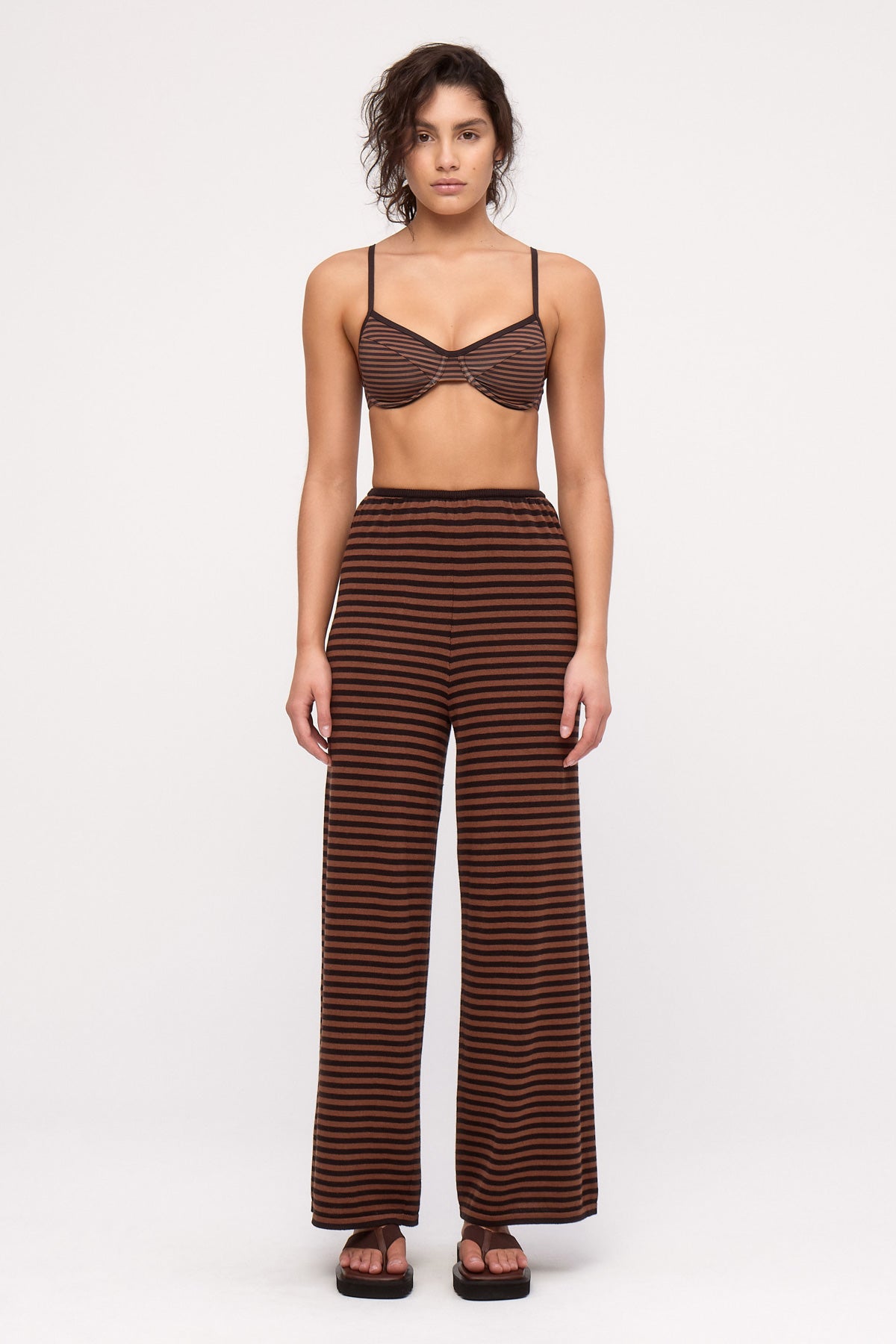 Balconette Bra Cup Top - Brown Stripe