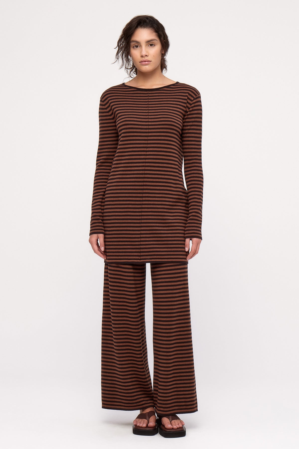 Knit Mini Dress - Brown Stripe