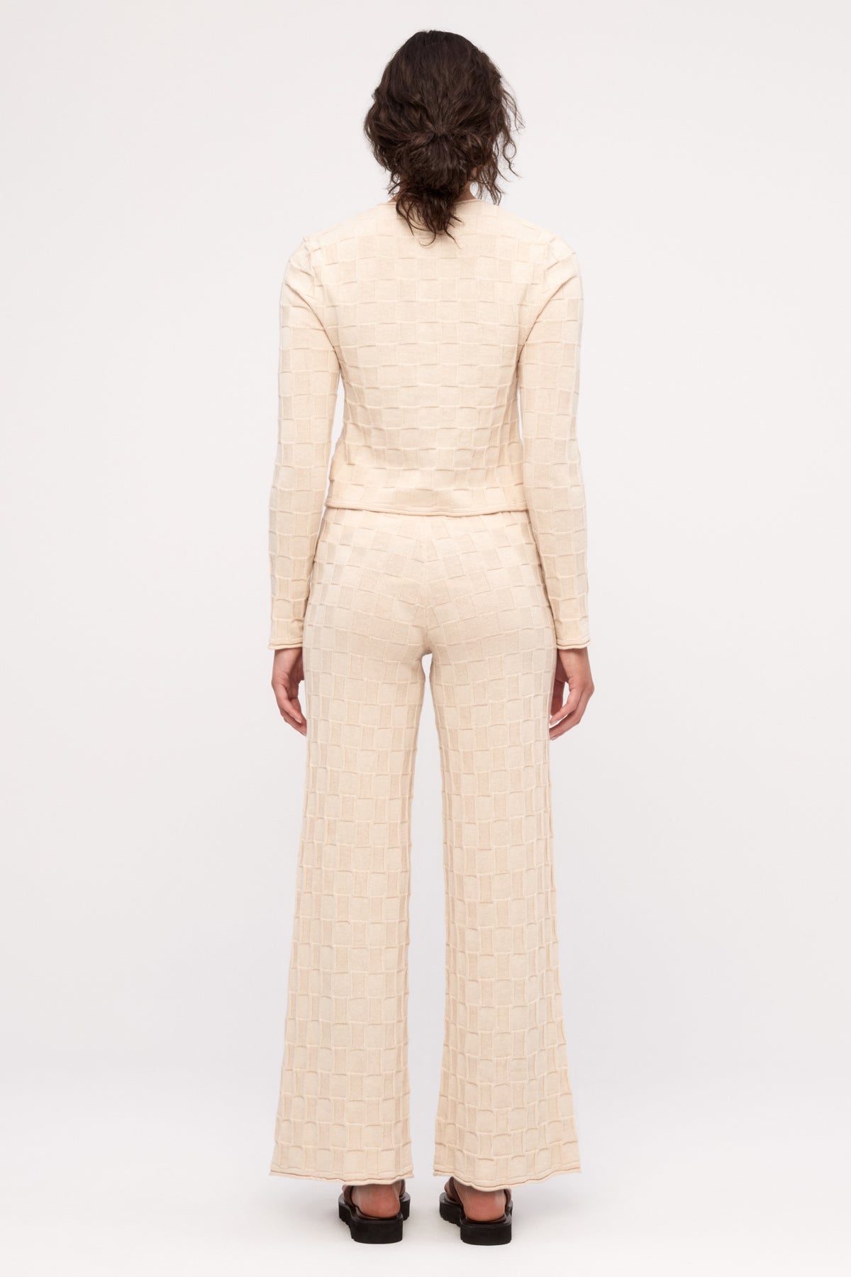 Basketweave Knit Cardigan - Natural