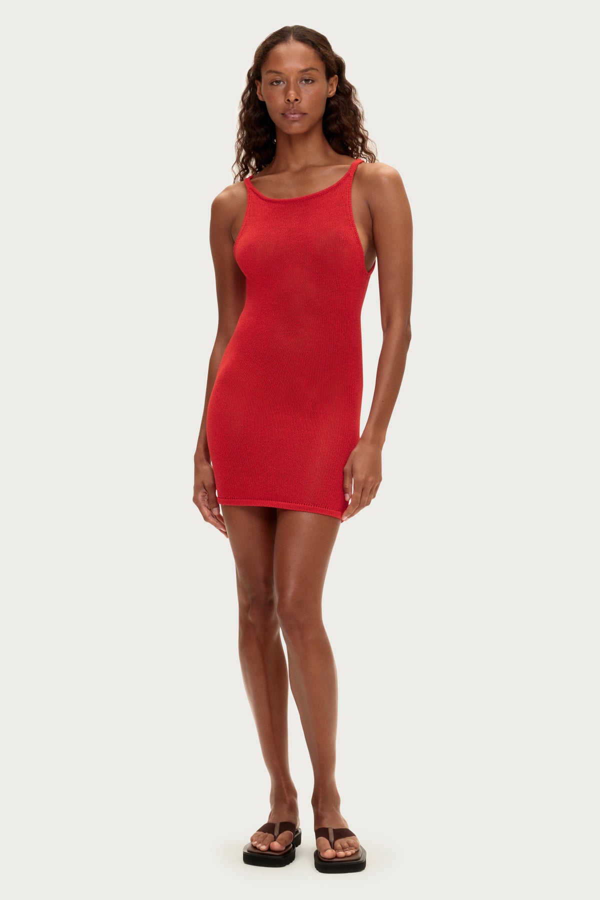 Textured Knit Dress - Red
