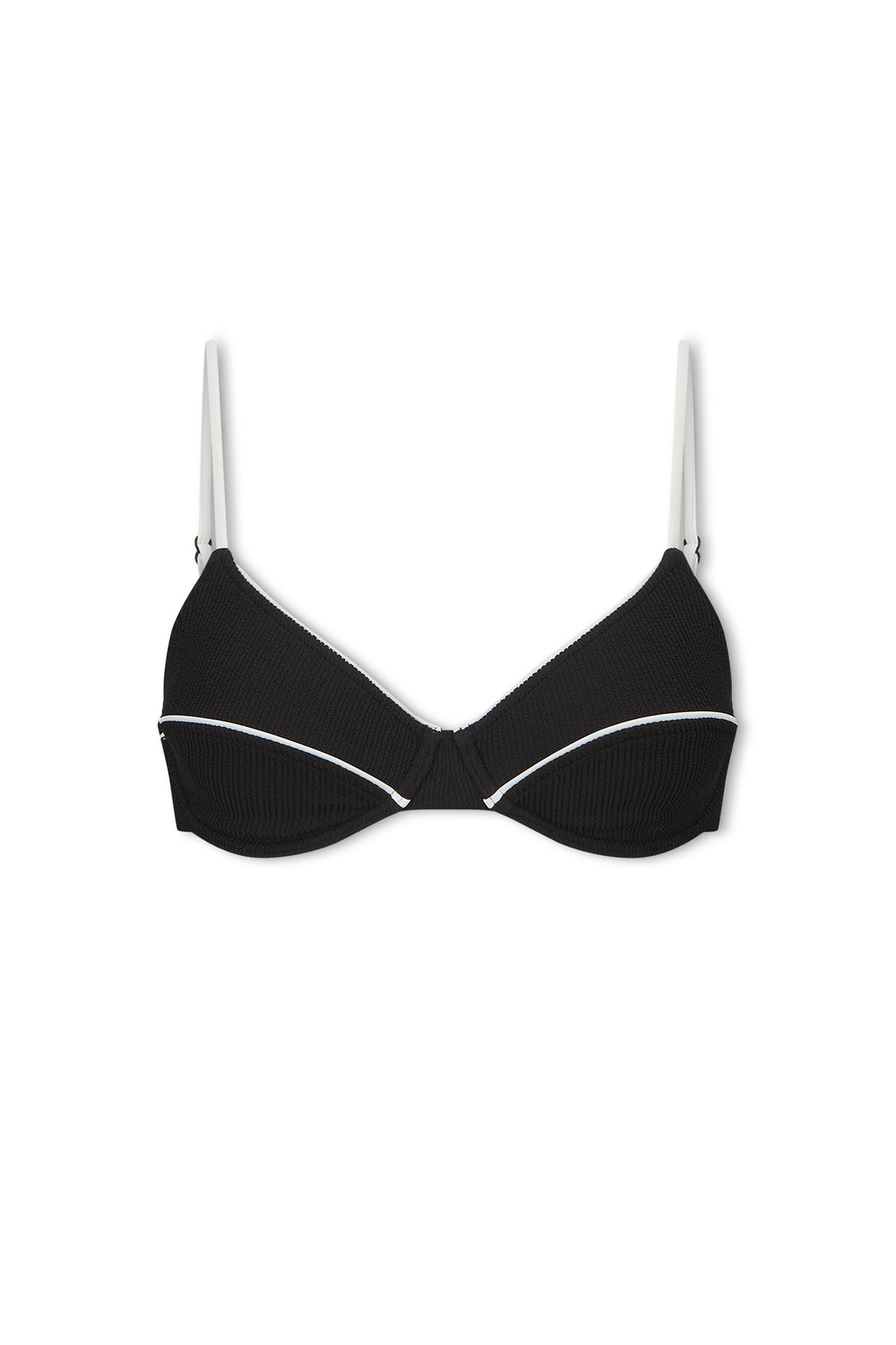 Crinkle Balconette Bra Cup Top - Black