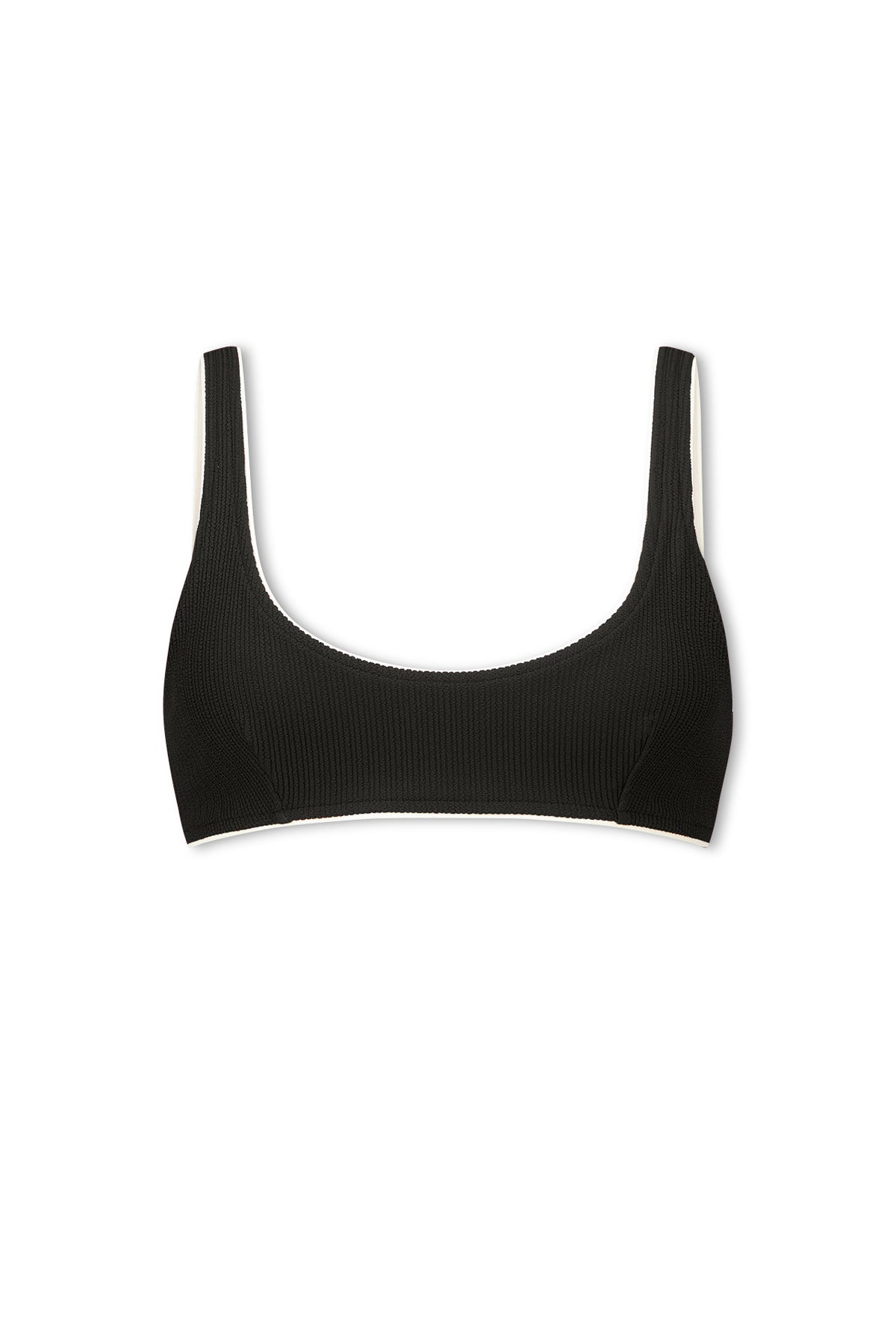 Crinkle Scoop Bralette Top - Black