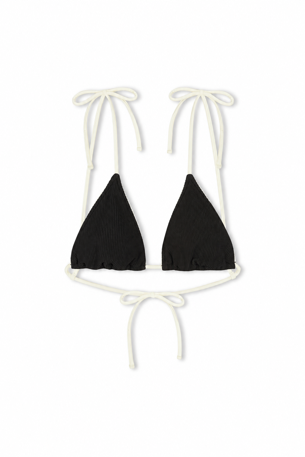 Crinkle Tie Triangle Top - Black