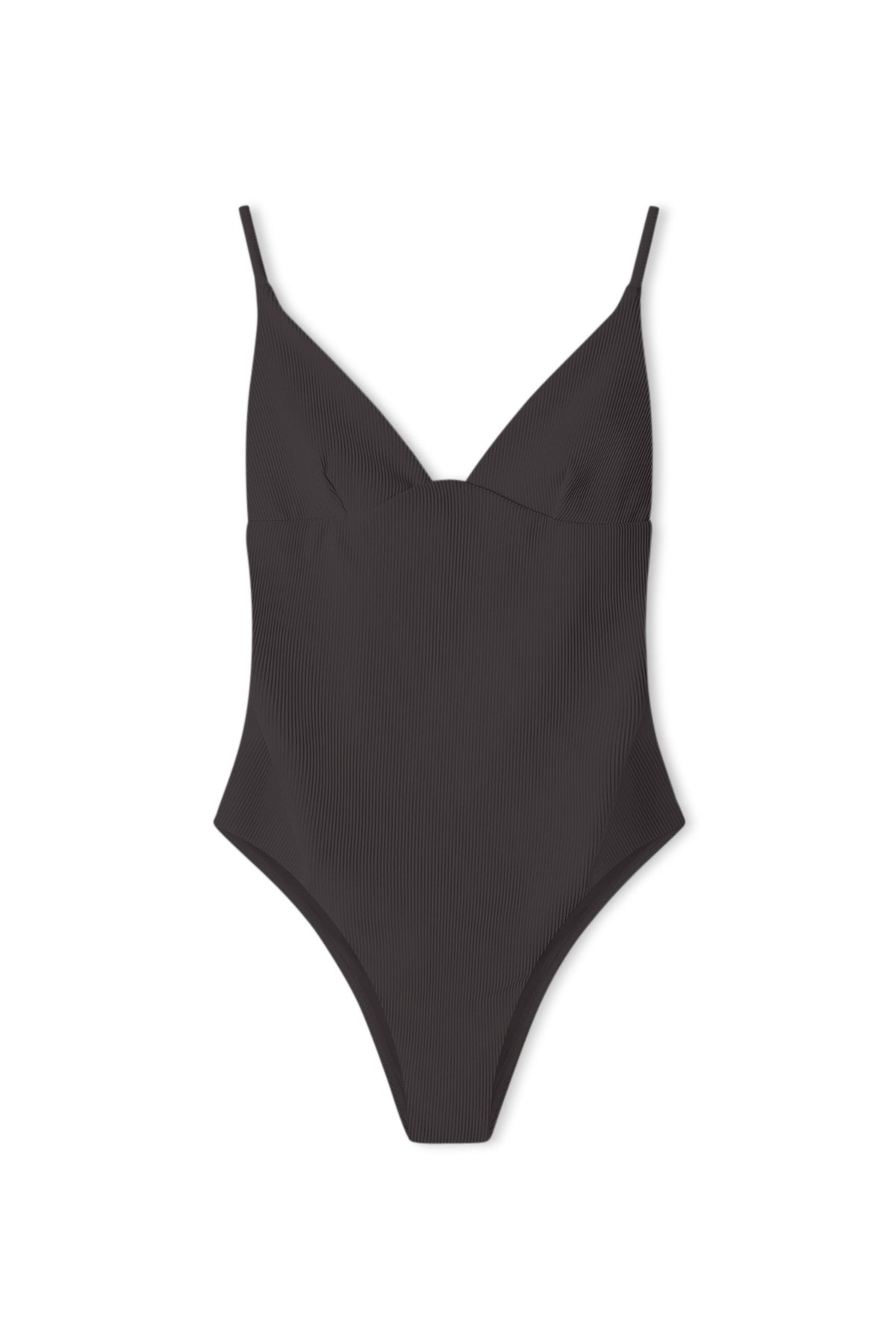 Signature Stripe Tie One Piece - Smoky Brown