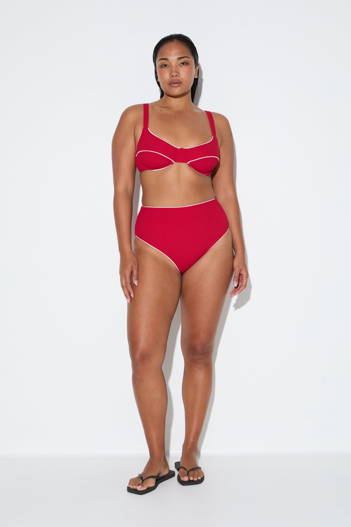 Crinkle High Full Brief - Cherry Red