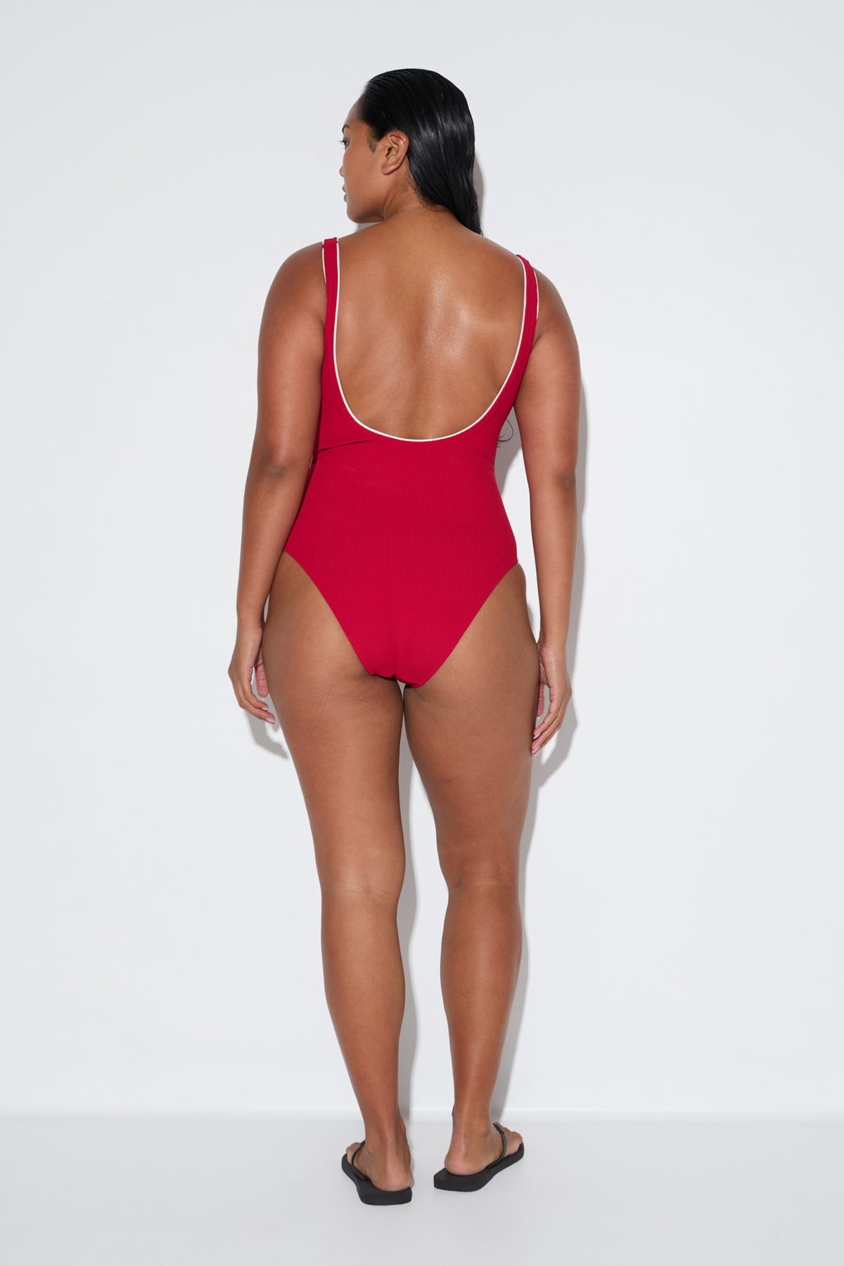 Crinkle Scoop One Piece - Cherry Red