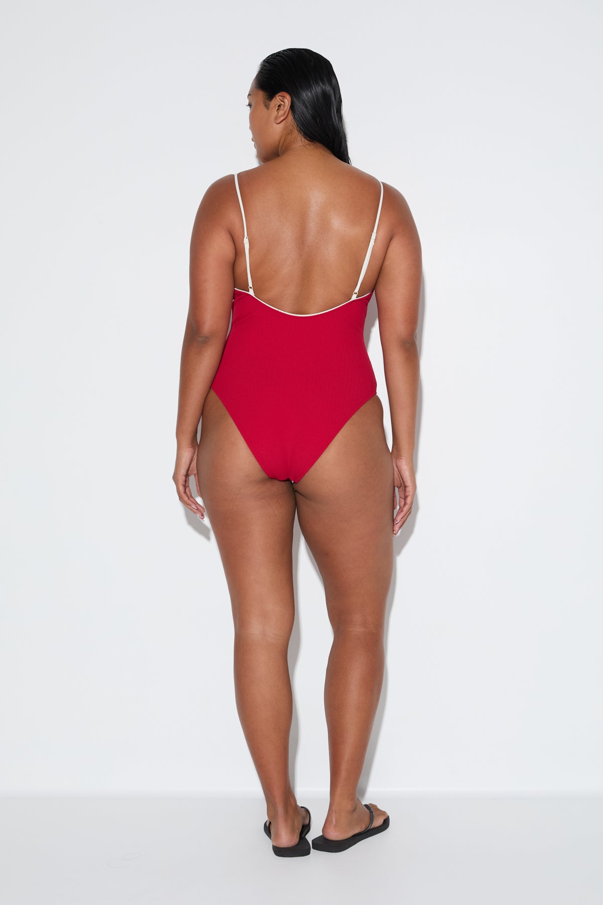 Crinkle Tie One Piece - Cherry Red