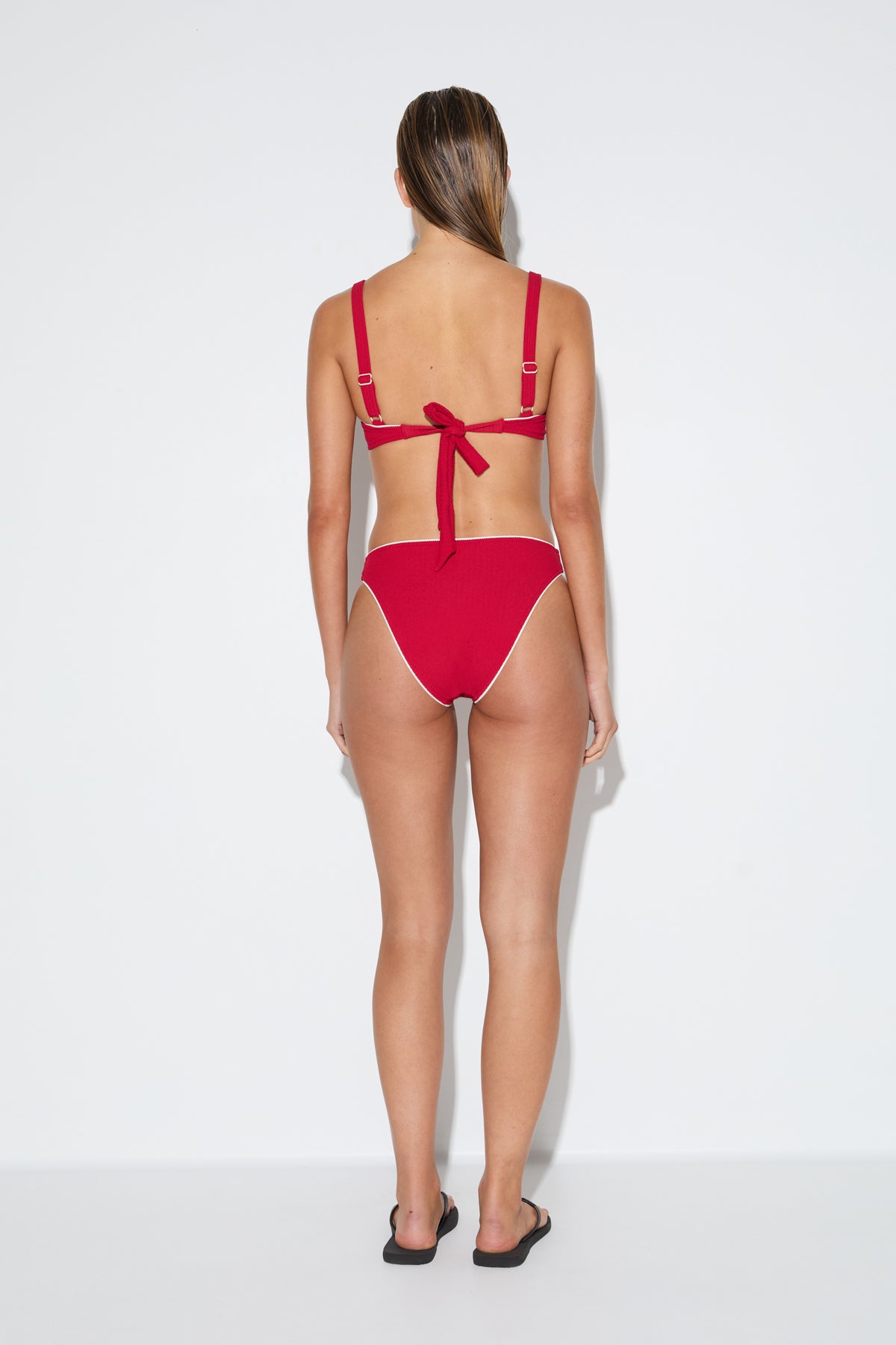 Crinkle High Cut Brief - Cherry Red