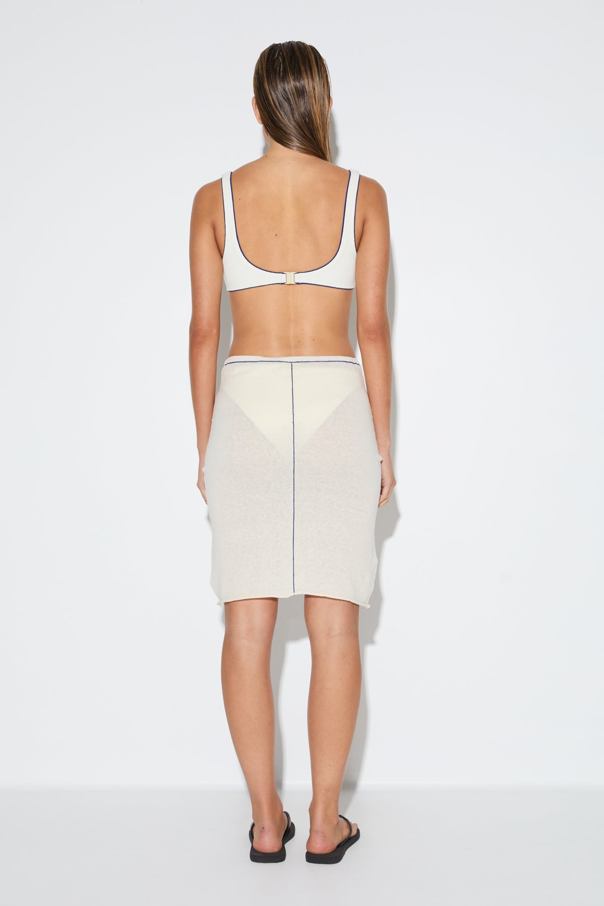 Soft Contrast Knit Skirt - Coconut