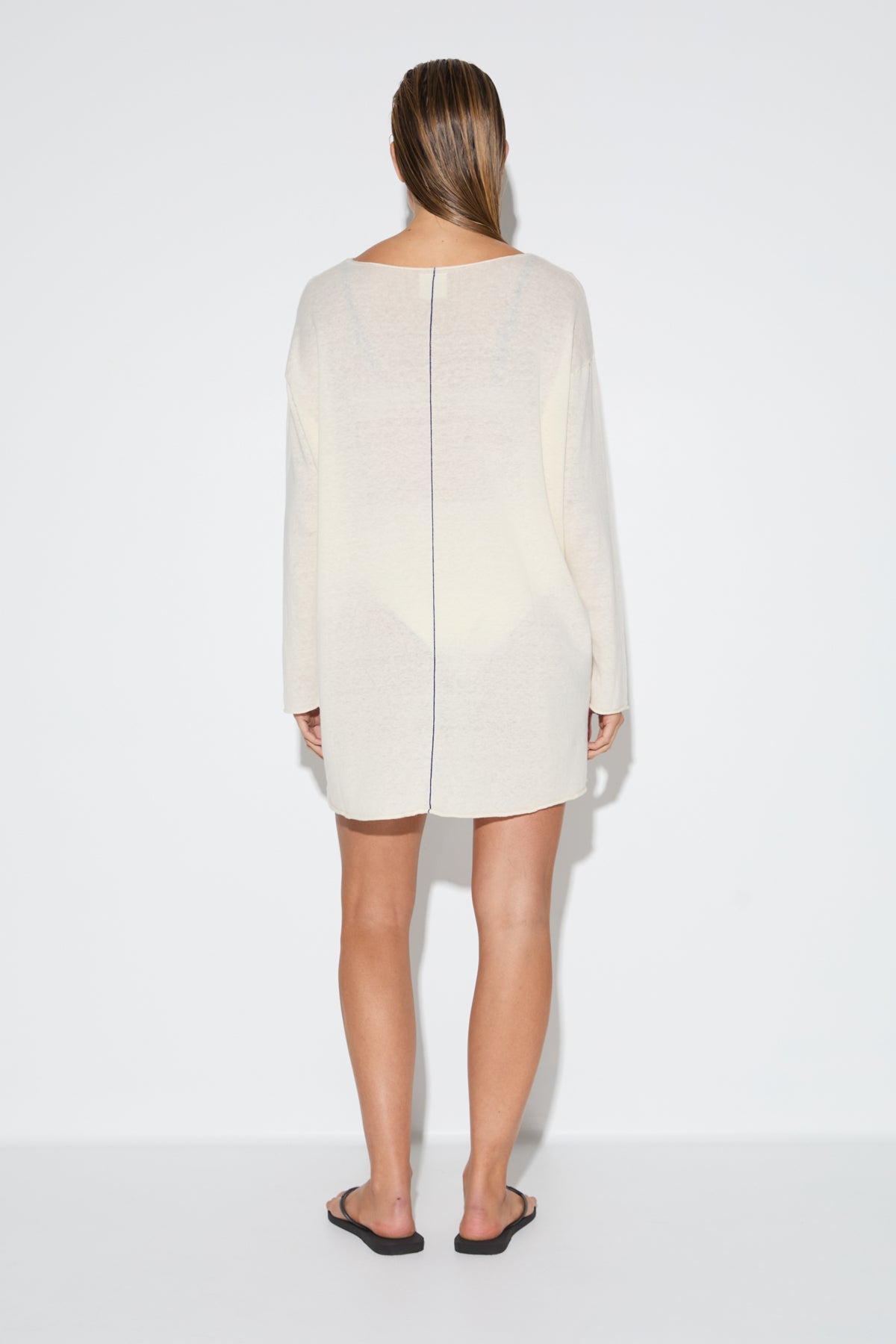 Soft Contrast Knit Mini Dress - Coconut