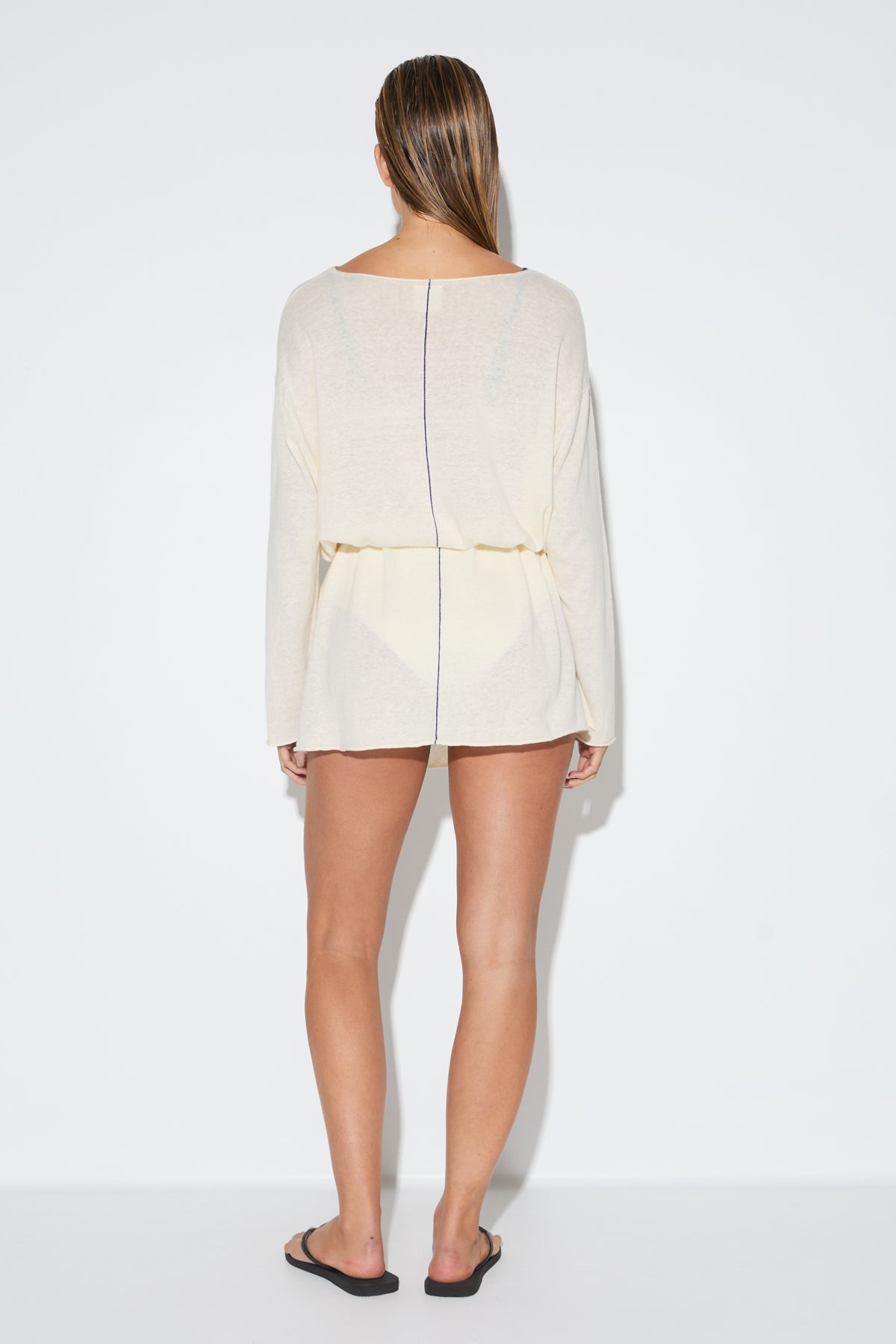 Soft Contrast Knit Mini Dress - Coconut