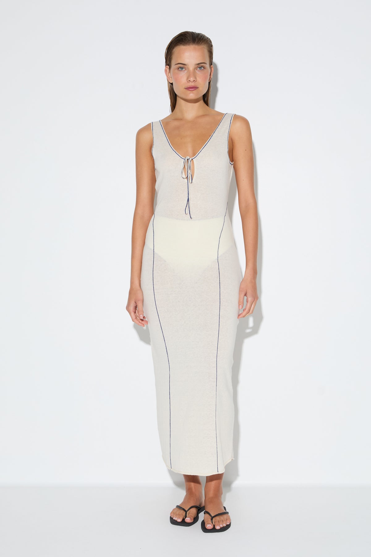Soft Contrast Knit Dress - Coconut