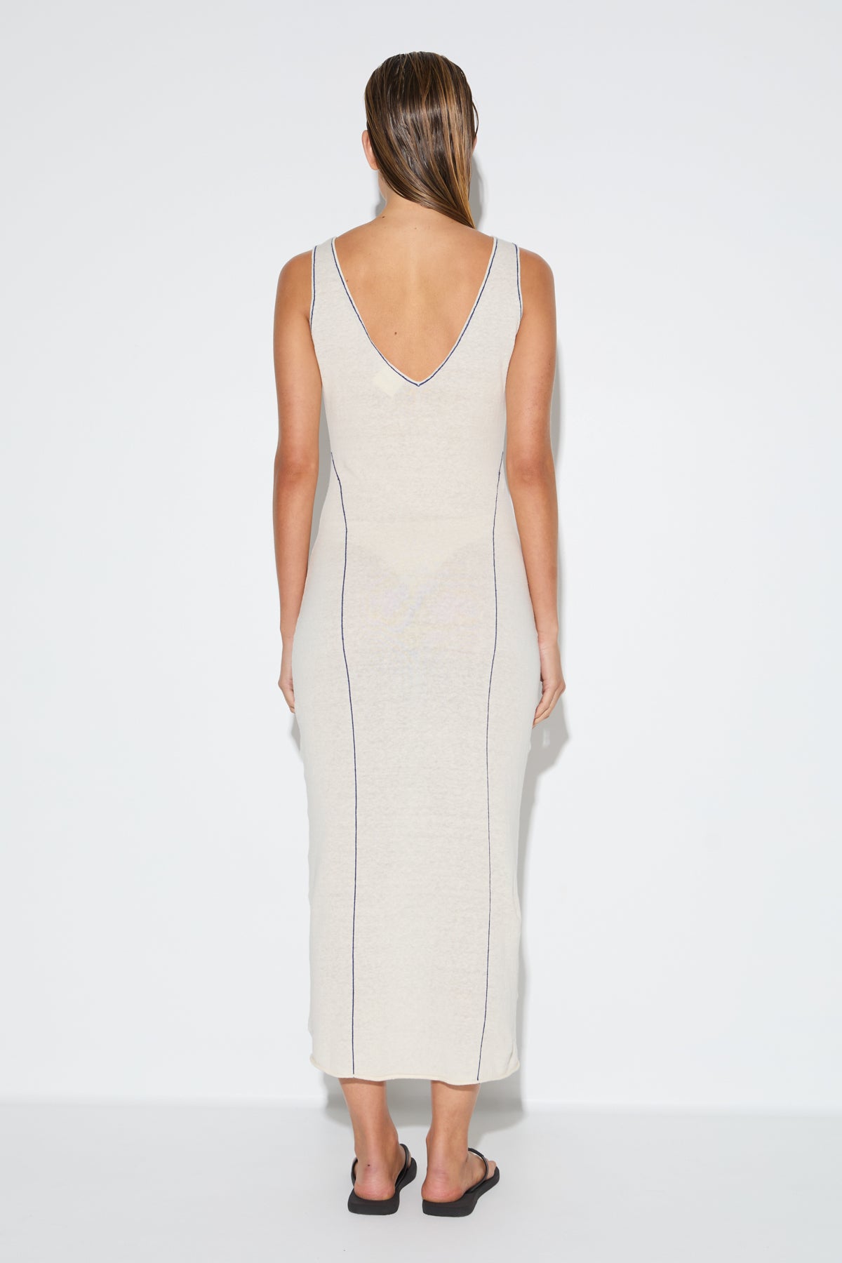 Soft Contrast Knit Dress - Coconut