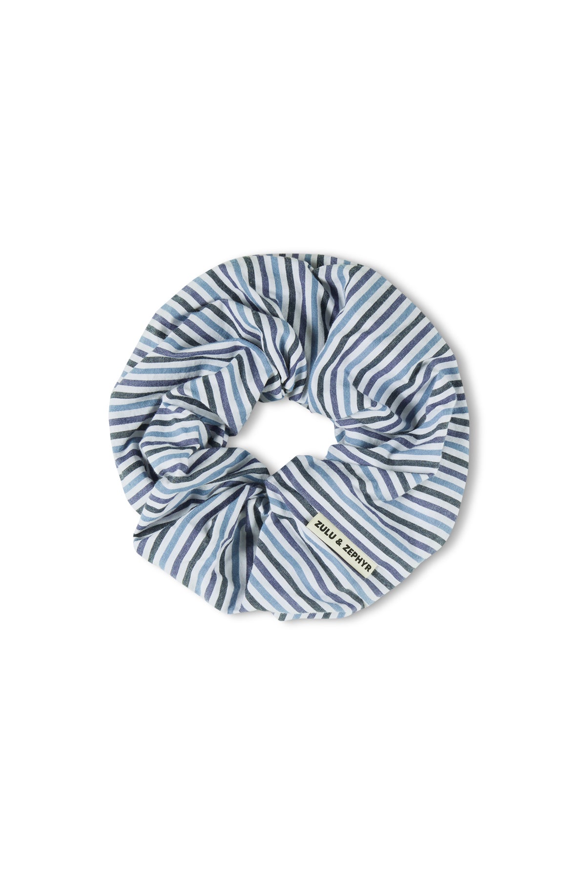Large Cotton Scrunchie - Blue Stripe