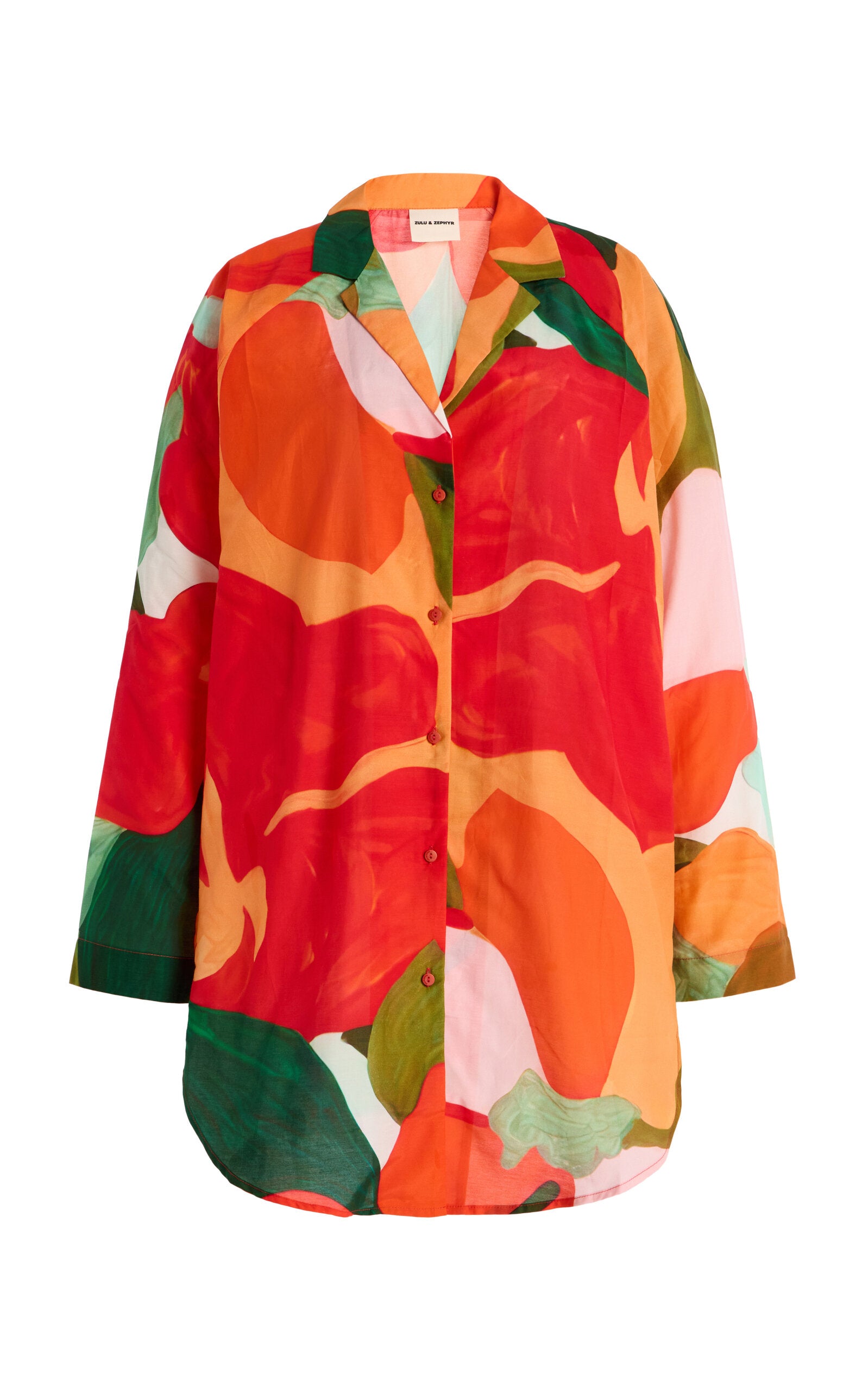 Cotton Silk Shirt - Red Floral