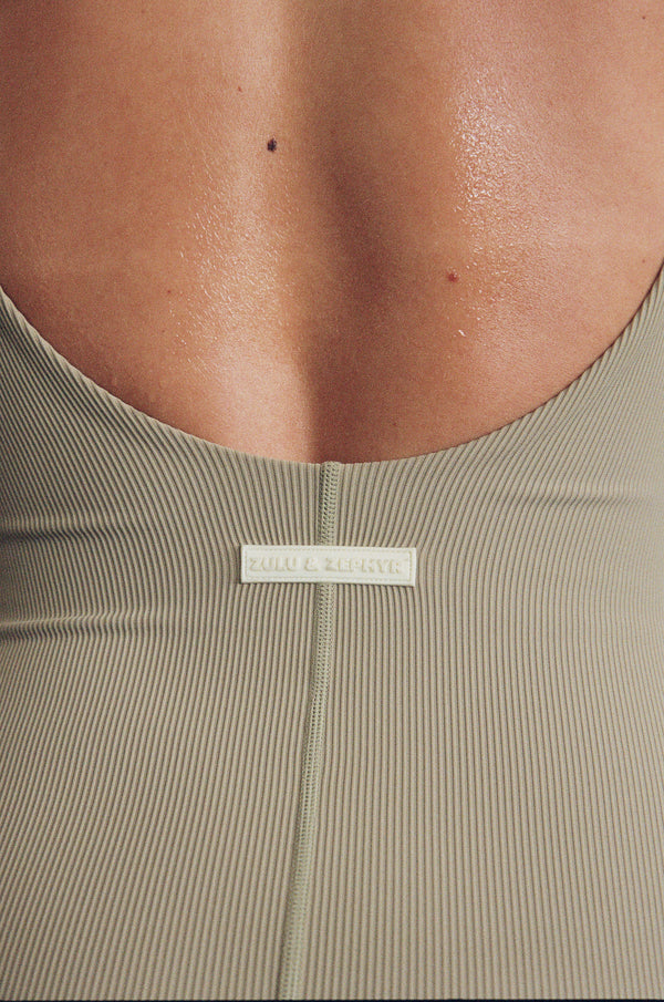 Stripe Rib Bodysuit - Olive