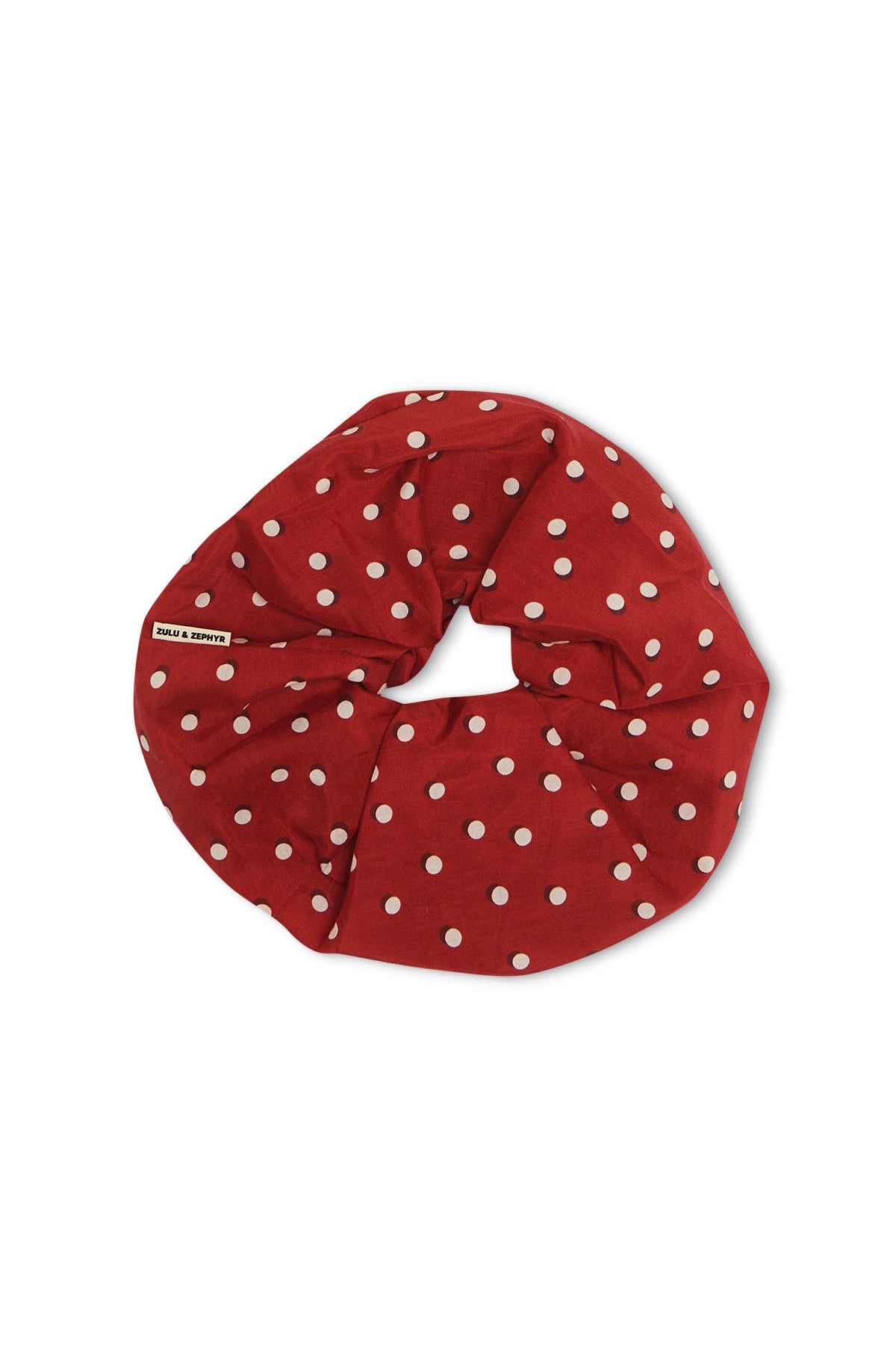 Large Cotton Silk Scrunchie - Red Spot