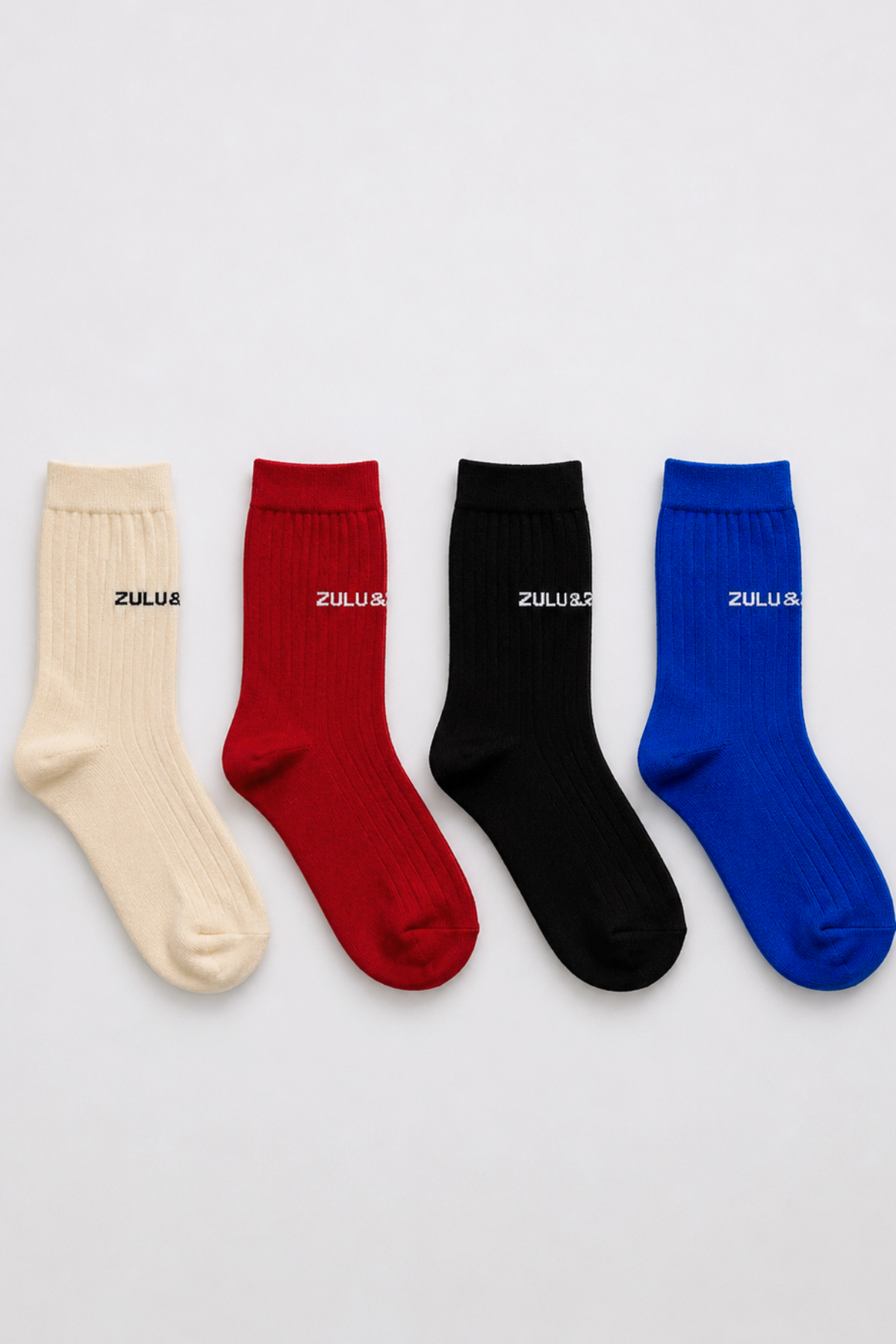 Soft Rib Logo Socks - Coconut