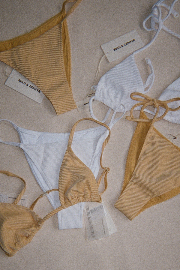 Signature Stripe Tie Triangle Top - White