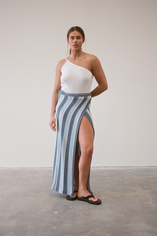 One Shoulder Knit Crop Top - White