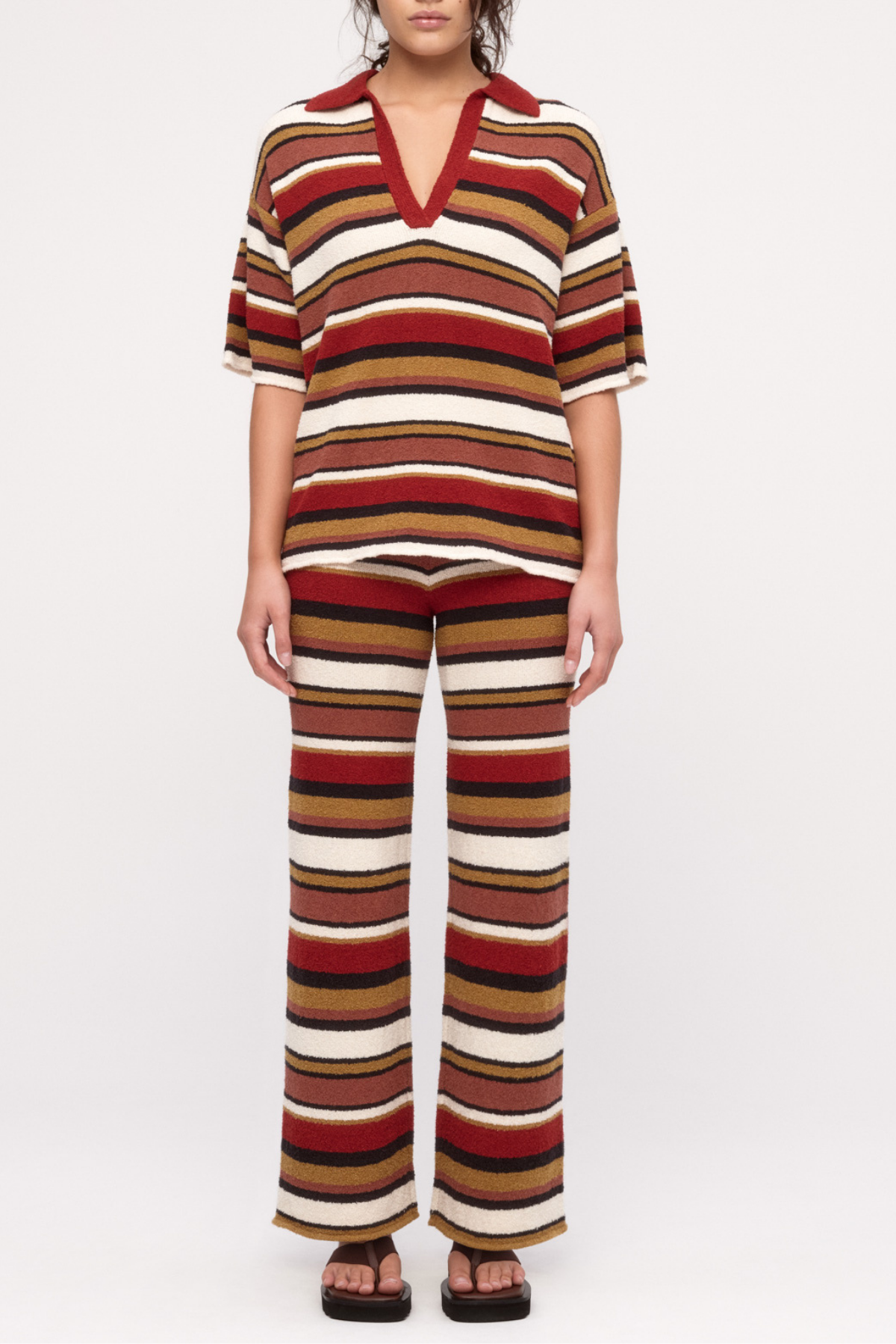 Textured Knit Pant - Earth Stripe