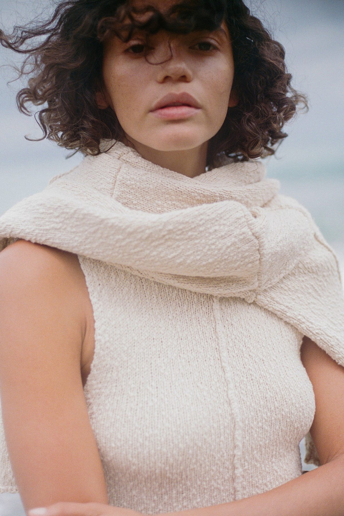 Boucle Knit Mini Dress - Coconut