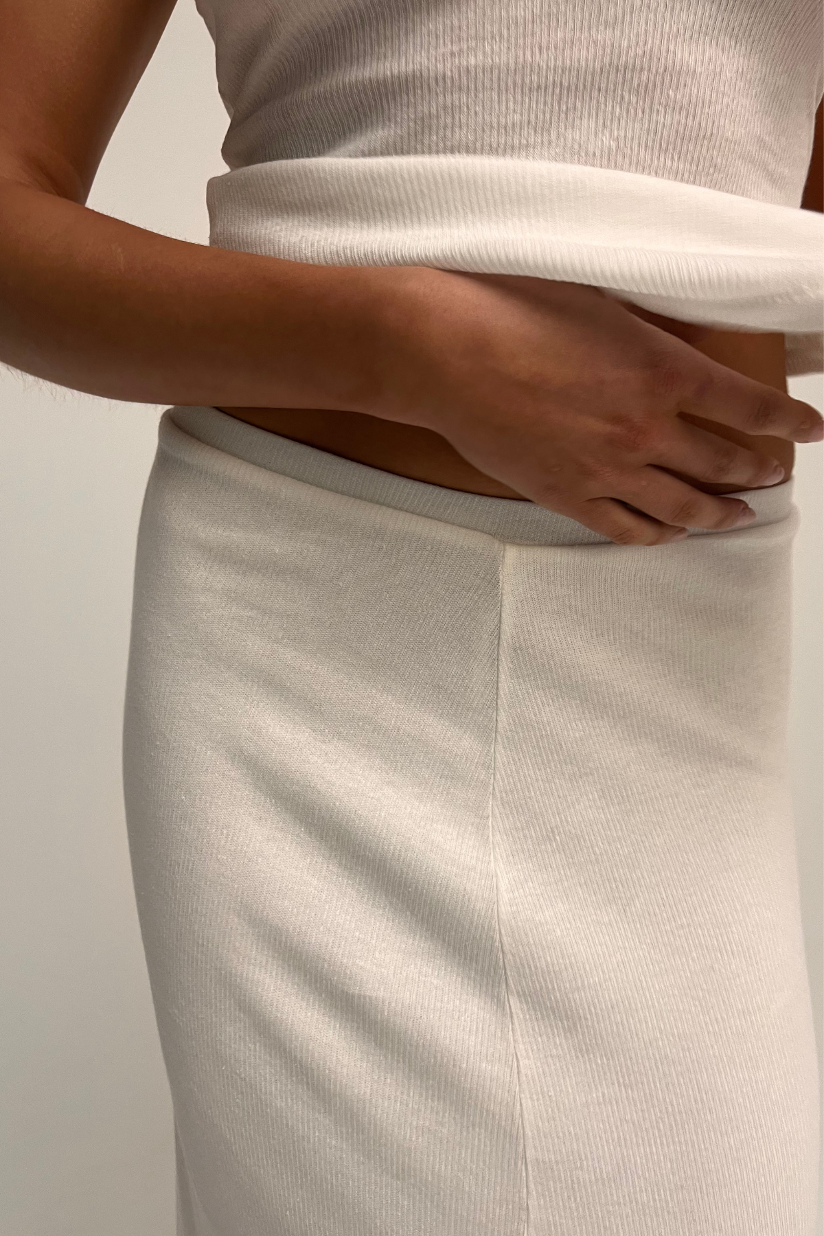 Rib Hemp Jersey Skirt - White