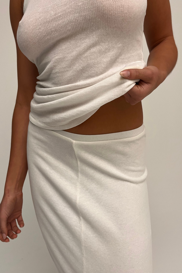 Rib Hemp Jersey Skirt - White