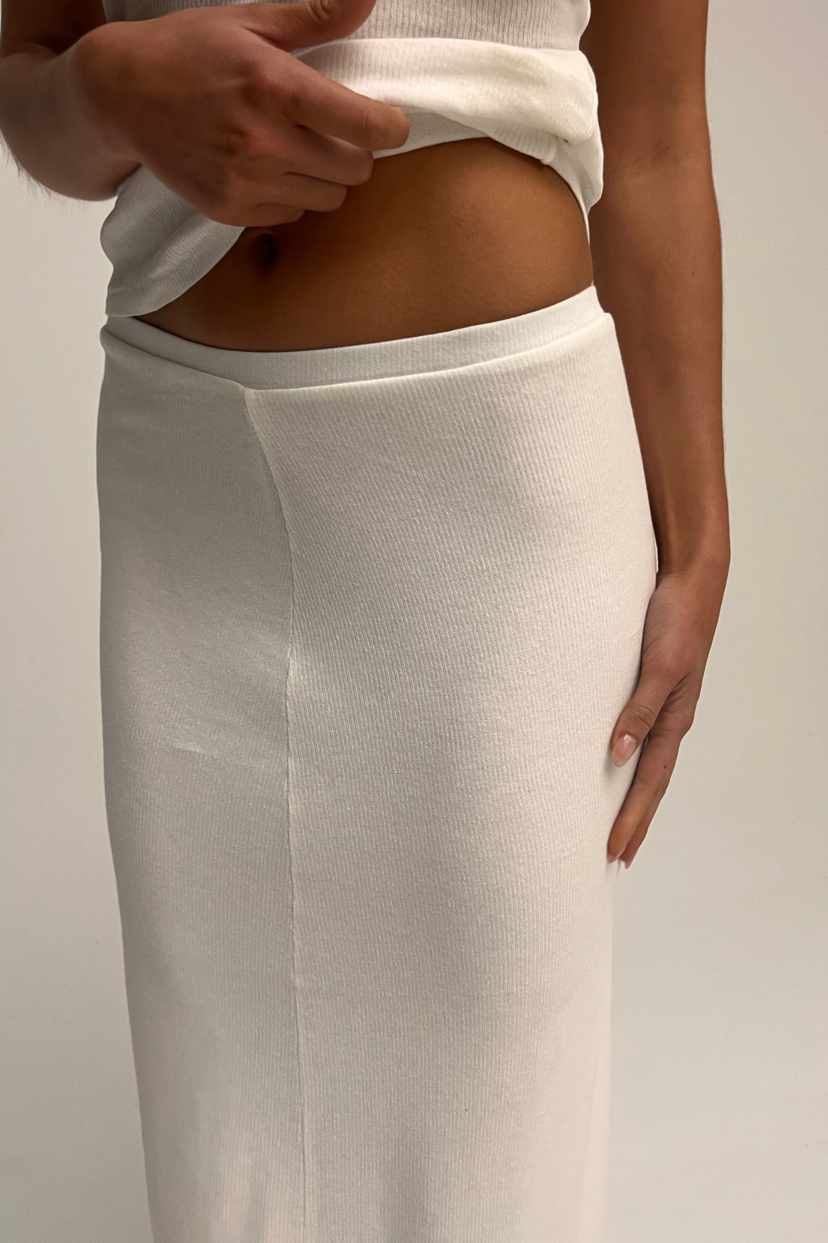 Rib Hemp Jersey Skirt - White