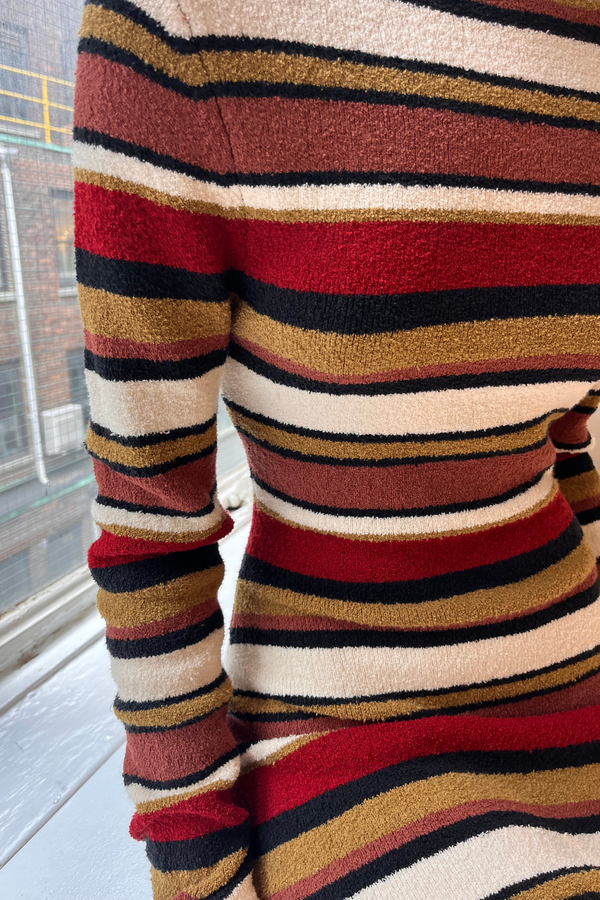 Textured Knit Mini Dress - Earth Stripe