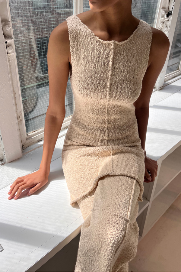 Boucle Knit Mini Dress - Coconut