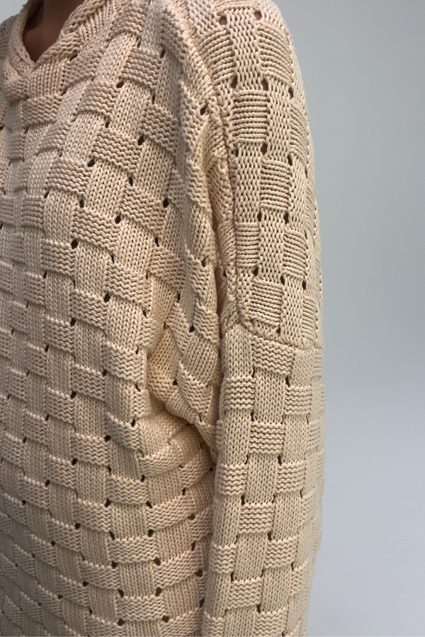 Basketweave Knit Jumper - Natural