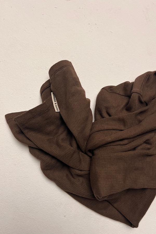 Rib Hemp Jersey Long Sleeve Top - Chocolate