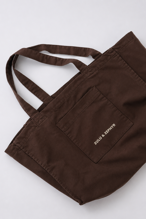 Cotton Canvas Tote Bag - Chocolate