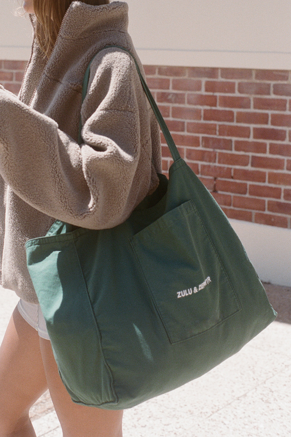 Zulu & Zephyr Cotton Canvas Tote Bag - Tallow Green