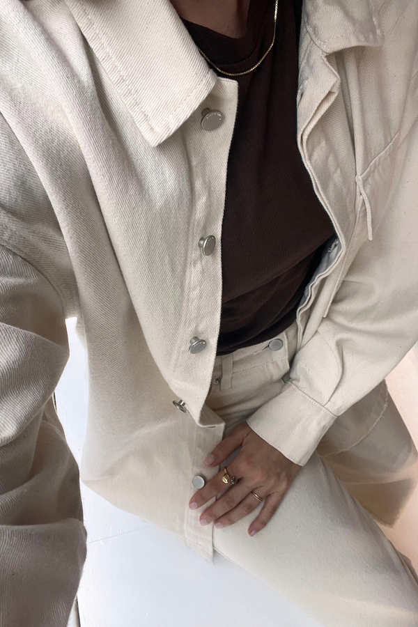 Organic Denim Shirt Jacket - Coconut