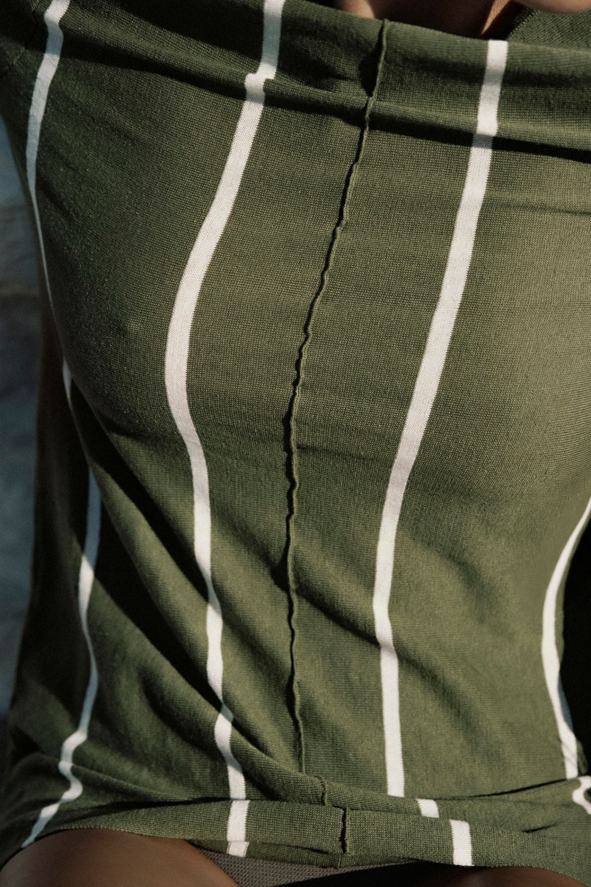 Olive Pinstripe Knit Top