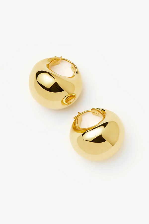 Sculptural Chubby Dome Medium Hoop Earrings - Gold