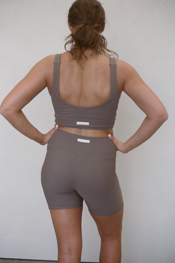 Waffle Crop Top - Carob