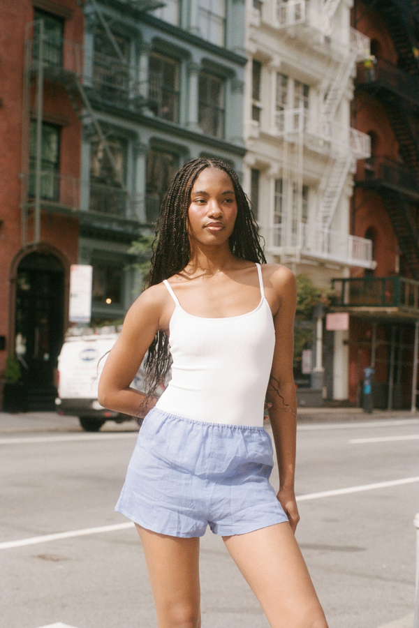 Signature Stripe Simple One Piece - White