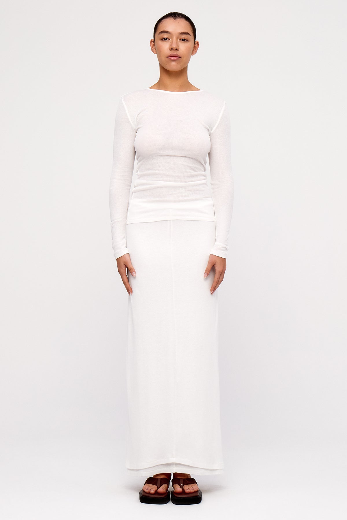 Rib Hemp Jersey Long Sleeve Top - White