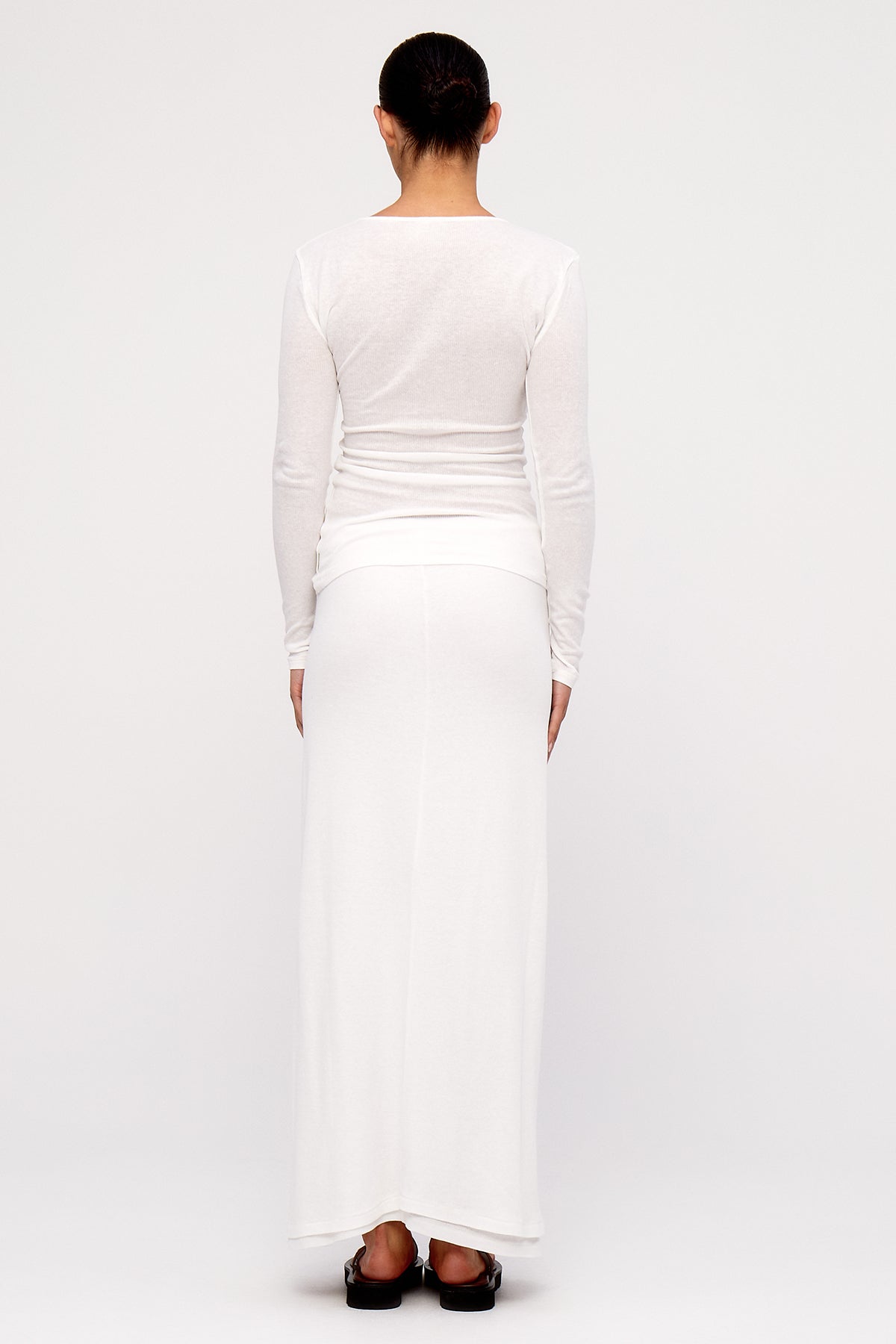 Rib Hemp Jersey Long Sleeve Top - White