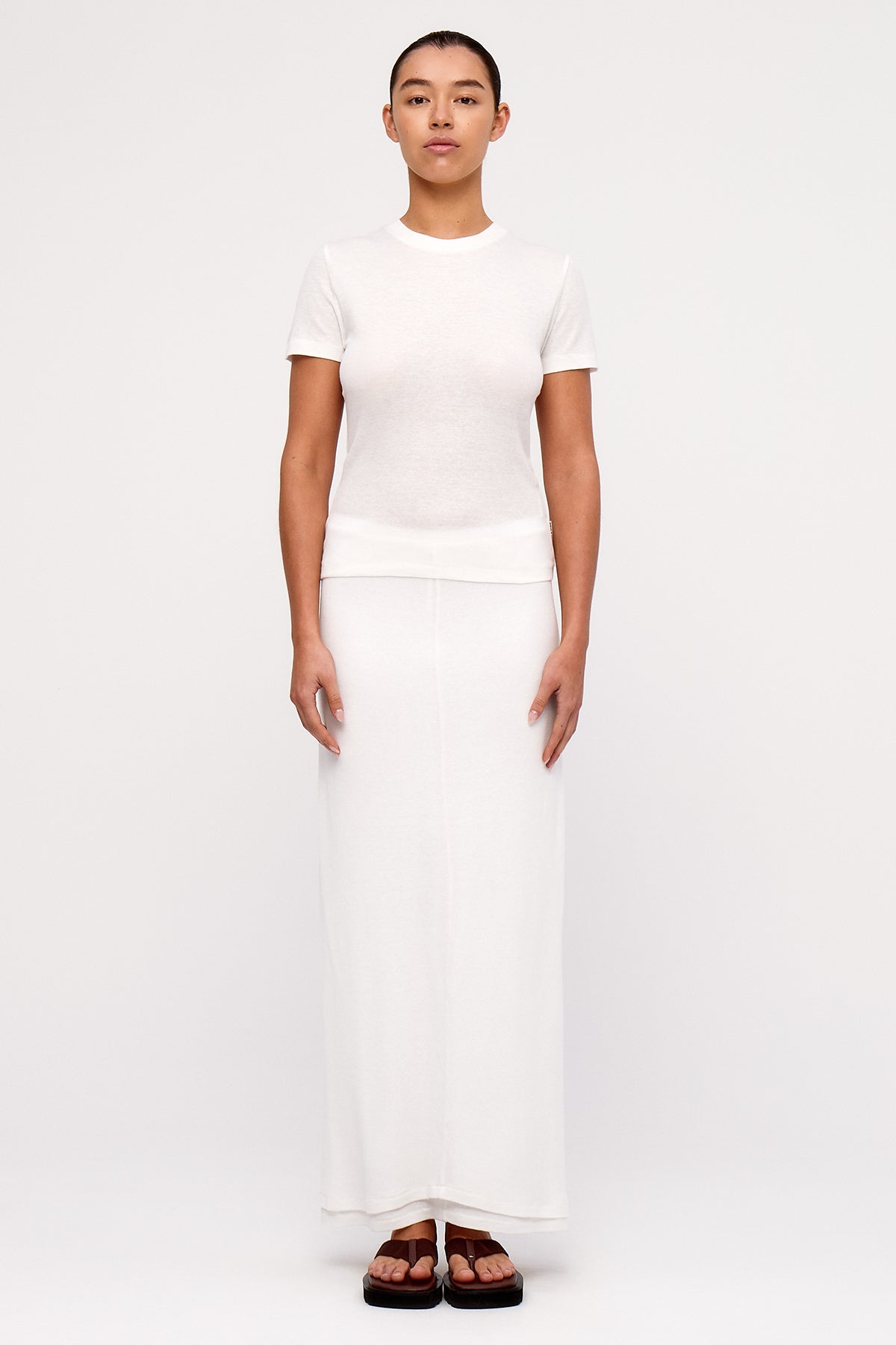 Rib Hemp Jersey Skirt - White