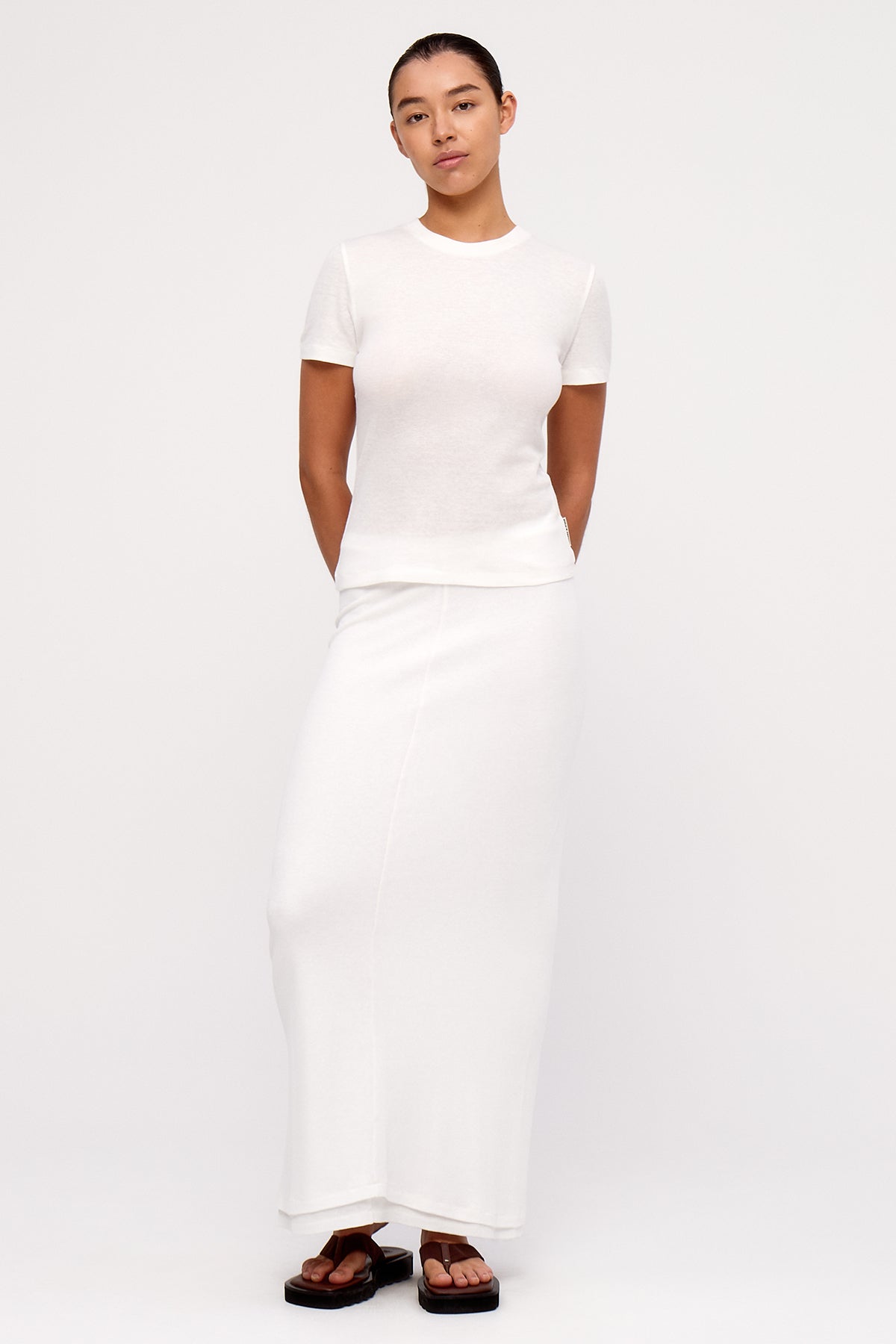 Rib Hemp Jersey Skirt - White