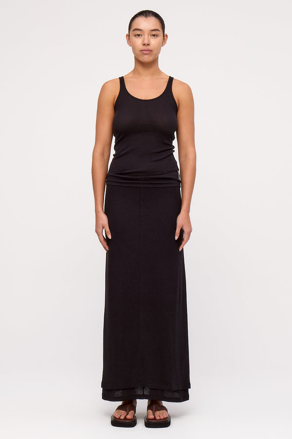 Rib Hemp Jersey Skirt - Black