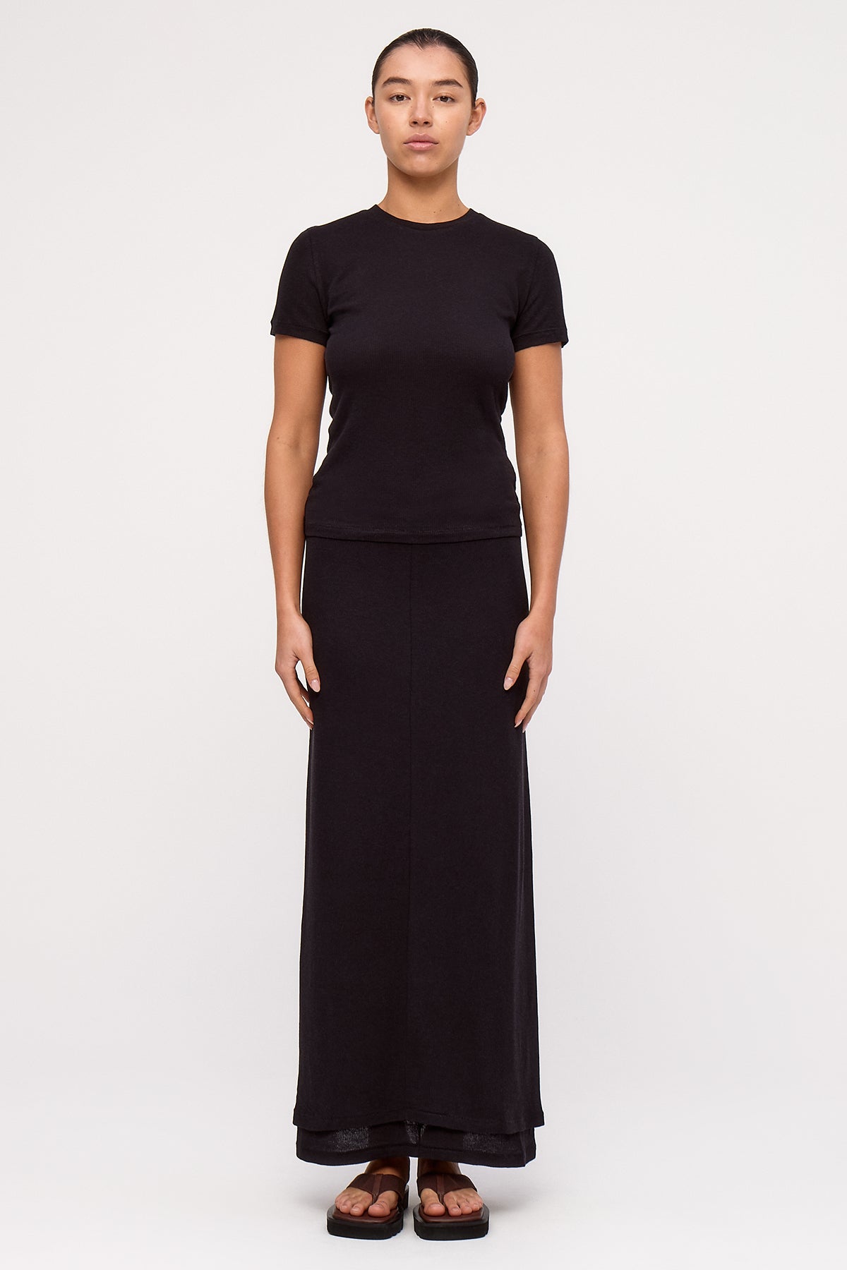 Rib Hemp Jersey Skirt - Black